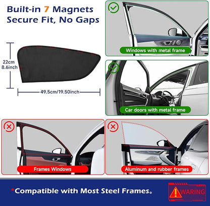 Car Window Shades, Magnetic Side Window Sun Glare Blocker with 7 Built-in N40 Magnets, 2 Pack UV Protection Driving Shade for Driver & Passenger Side, Heat Reduction, Easy Installation - Image 3