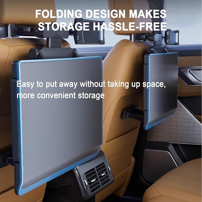 Portable Car Seat Tray Table, Car Backseat Table, Adjustable Seat Back Laptop Desk, Foldable Telescopic Auto Backseat Food Trays Desk, for Working, Writing, Eating, Traveling - Image 7