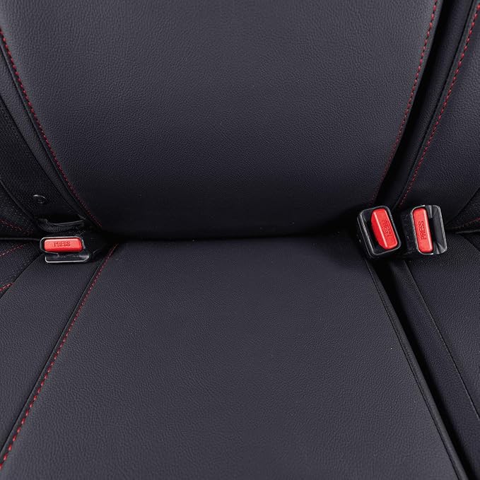 EKR Tacoma Back Seat Covers Custom for Toyota Tacoma (Hybrid) 2024 2025 2026 Double cab TRD Sport,TRD Off-Road,Limited,Trailhunter- Second Row Only,Faux Leather(Black with Red Trim) - Image 2