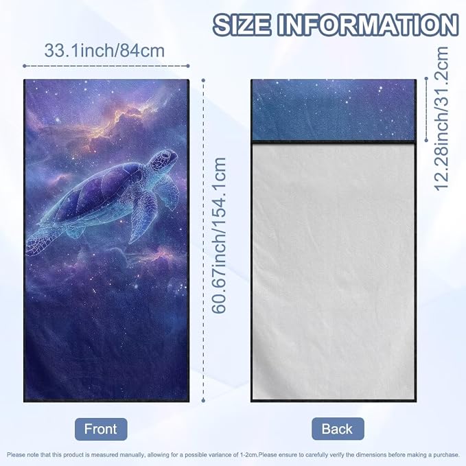 Car Seat Towel Cover After Gym Galaxy Sea Turtle Print Car Seat Hoodie Towel with Storage Bag Quick-Dry Sweat Towels for Gym Workout, Running, Swimming, Beach and Hiking - Image 7