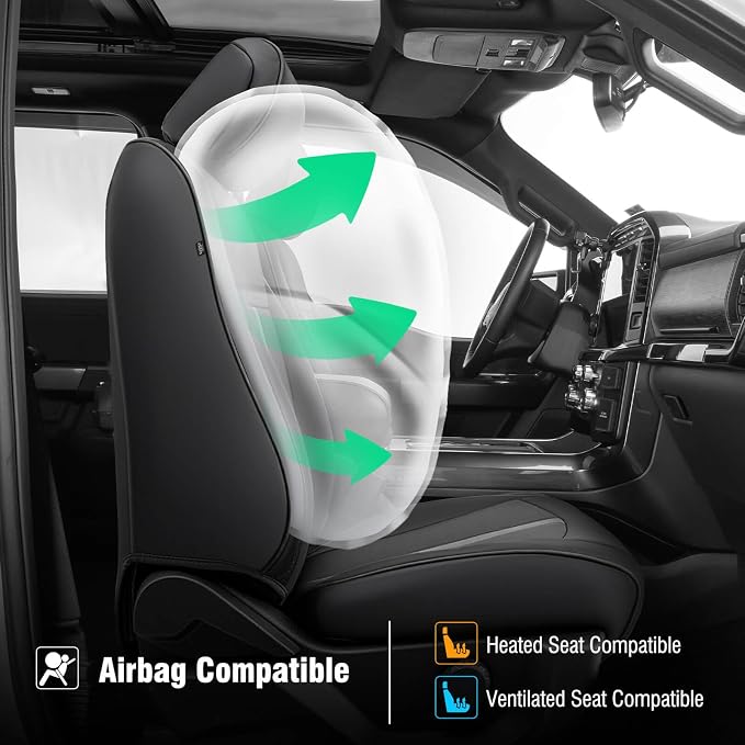 DiffCar® for Ford F150 Seat Covers 2015-2023 2024 2025 2026, Black | Full Set Faux Nappa Leather, Fit Crew and SuperCrew Cab XL XLT, Custom Fit for F-150 Accessories, Pickup Seat Protectors - Image 7