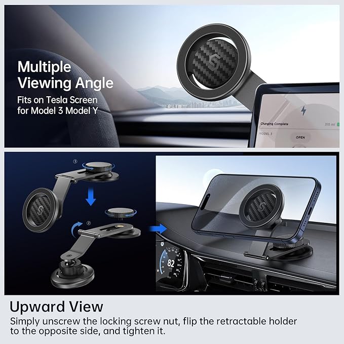 SYNCWIRE MagSafe Car Mount for Dashboard,Foldable Aluminum Arm,Black | Premium Magnetic Phone Holder for Tesla&Cars,Strong Magnet,Aluminum Alloy,Ultra Stable for iPhone 17 16 15-12 Pro Max&More - Image 4