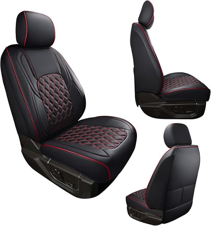 Huidasource Custom Fit Ford F150 Seat Covers Waterproof Fit for 2015-2026 F150 SuperCrew & 2017-2026 F250 F350 F450 Super Duty Crew Cab Pickup XL XLT Lariat King Ranch Platinum(Front Pair/Black&Red) - Image 9