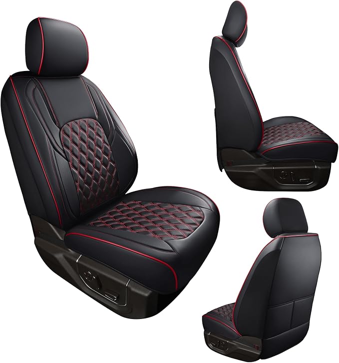 Huidasource Tacoma Seat Covers, Full Coverage Waterproof Truck Seat Cover Fit for Toyota Tacoma 2016-2023 Double & Crew Cab SR, SR5, Limited, TRD Pro, TRD Sport, TRD Off-Road (Front Pair/Black&Red) - Image 9