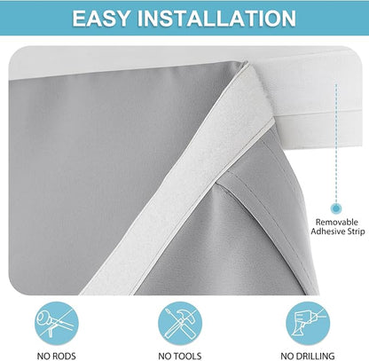 RYB HOME Front Door Window Covering Tie Up Small Sidelight Curtain Blackout | No Drill, Privacy Office Classroom Door Window Shade, Adhesive Rv Travel Curtains Portable,W12 x L40, Silver Grey, 1 Panel - Image 3