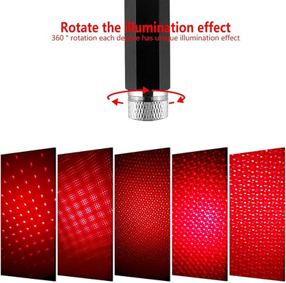 USB Star Projector Night Light, Portable Interior Car Roof LED Light, Red | Plug-in USB, Adjustable Romantic Star Lamp Projector Decorations for Car, Ceiling, Bedroom - Image 2
