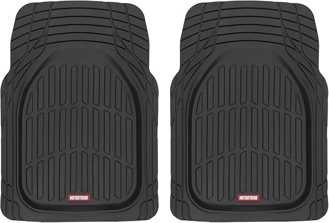 Motor Trend -2 Piece Front Car Floor Mats- Black FlexTough Contour Liners-Deep Dish Heavy Duty Rubber Floor Mats for Car SUV Truck & Van-All Weather Protection, Universal Trim to Fit by MotorTrend