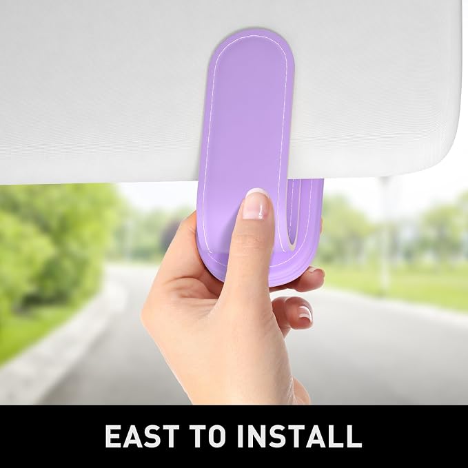 Sunglasses Holder for Car Visor, Magnetic Leather Car Sunglass Holder, Car Sun Visor Glasses Hanger Clip, Car Interior Accessories for Women Men, Fits All Size Eyeglasses - Image 4