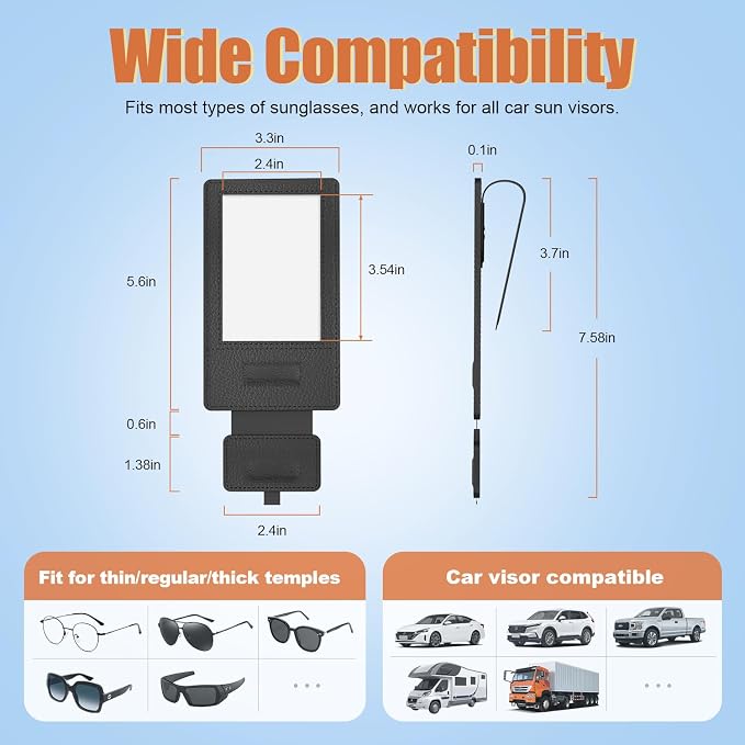 New 2 in 1 Sunglass & Photo Holder for Car, Strong Magnetic Leather Sunglasses Holder, Car Visor Picture Holder Clip, 2026 Upgraded No Fall No Slide Car Visor Accessories - Image 7