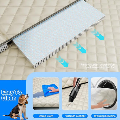 Dog Car Seat Cover for Back Seat,Hard Bottom Hammock Hold 400lbs For Cars | Hold 400lbs,Waterproof,Anti-Scratching,Safety Non-Slip,600D Oxford,Mesh Window,Storage Pocket - Image 5
