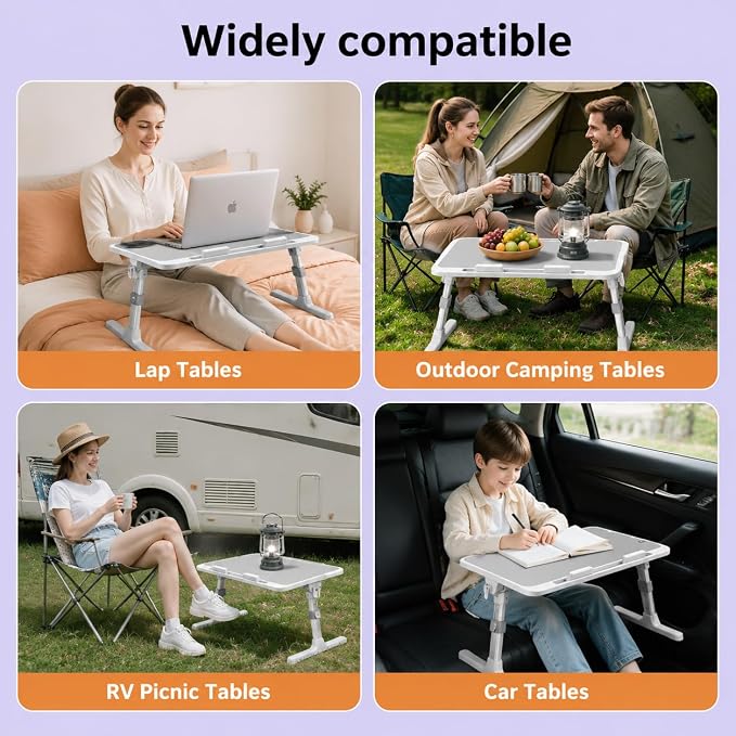 Large Car Seat Tray Table, 22.5"×12.6" Foldable Travel Table in Car, Height Adjustable Lap Bed Desk for Laptop, Rear Seat Eating Writing Tray with Slot, Car Travel Essentials for Long Trips, Grey - Image 7
