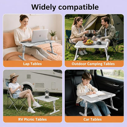 Large Car Seat Tray Table, 22.5"×12.6" Foldable Travel Table in Car, Height Adjustable Lap Bed Desk for Laptop, Rear Seat Eating Writing Tray with Slot, Car Travel Essentials for Long Trips, Grey - Image 7