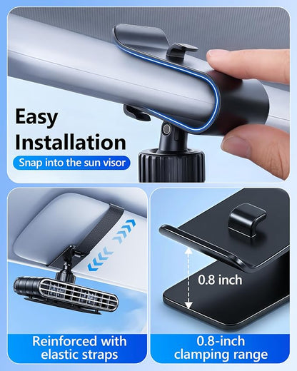 Car Clip on Fan for Sun Visor, 3000mAh Rechargeable Battery Powered Usb Fans That Blow Cold Air, Portable Car Cooling Fan for Cars without Ac, for Vehicle, Van, Suv, Rv, Truck, Black - Image 8