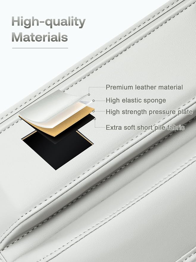 Premium Leather Car Seat Gap Filler Organizer (0.2”-1.2" Gaps), Clever Gifts for Car SUV Truck Owners (Beige, 1 Pack) - Image 5