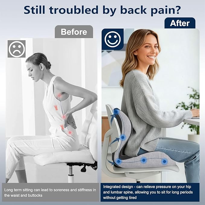 Car Seat Cushion for Long Driving, Office Chair Cushion | Truck Seat Cushion, Increase Height by 3.94 Inch, Double Non slip, Improves Sitting Posture, Sciatica & Tailbone Pain Relief - Image 5