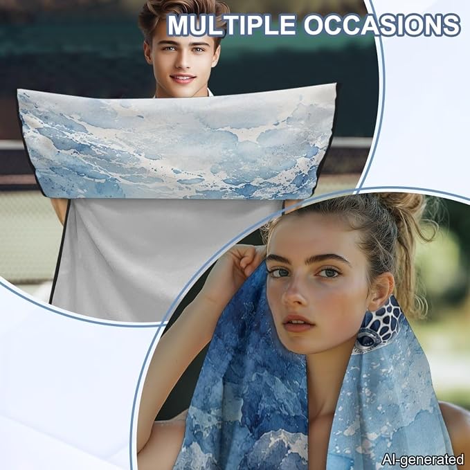 Sea Turtle Print Car Seat Towel Cover After Gym Watercolor Print Car Seat Hoodie with Storage Bag 60 x 33 Inch Sweat Towels for Car Seats, Easy to Install - Image 5