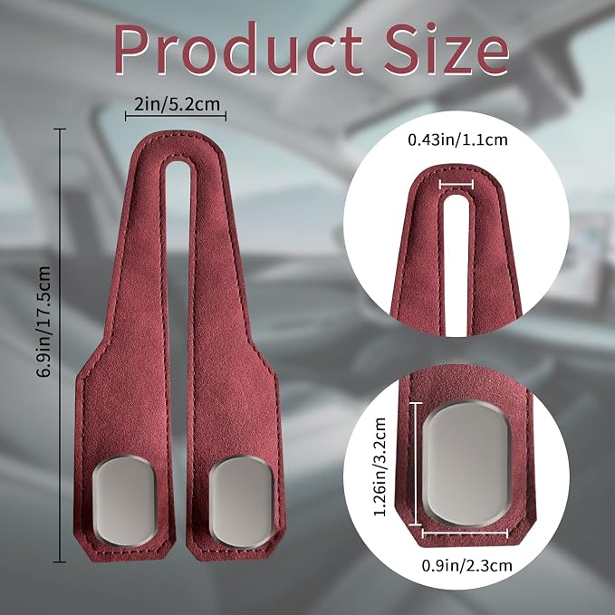 Car Purse Hook, Car Seat Headrest Hooks, Hot Pink Leather 4 Pack | Car Purse Holder Hooks, Universal Car Hangers Seat Back Organizer Storage, Double Metal Hooks for Grocery Purses and Bags - Image 2
