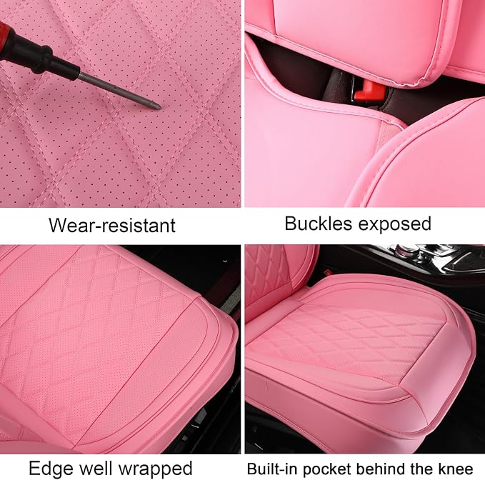 Car Seat Covers Full Set,Waterproof Automotive Seat Cover Universal | Seat Covers Pink,Leather Car Seat Cover, Universal Seat Protector For Most SUV Sedan Truck For Families,Pets,Commuter - Image 7