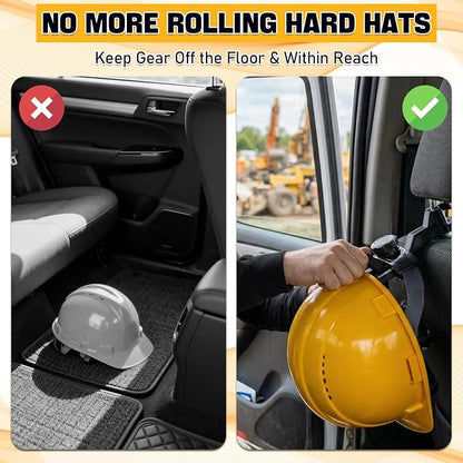 2 Pack Hard Hat Holder for Truck Seat,Headrest Hooks for Car,Quick Install | Portable Hard Hat Hanger,Vehicle Accessory Storage Assistant for Hard Hats,Bags & Work Gear - Image 2