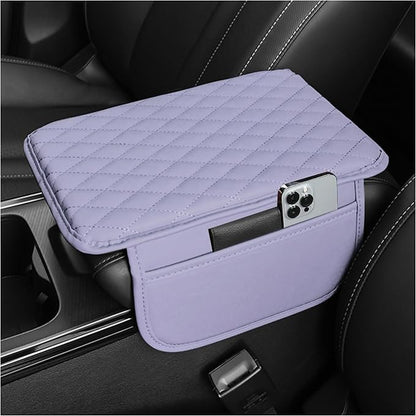 Stacool Upgraded Car Center Console Cover,Microfiber Leather Car Armrest Cover Cushion with 2 Storage Bags,Universal Car Armrest Storage Box (Purple) by Unknown