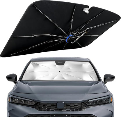 Windshield Sun Shade for Honda Civic 2016-2026 with 360° Rotating Shaft | Custom Fit Umbrella Sunshade for UV Blocking, Interior Heat Protection, Easy Storage, UPF 50+ Cool Windshield Cover by Lonyaqui