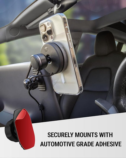 Scosche Qi2 MagSafe Car Mount Charger, 15W Wireless Magnetic Phone Holder for Car Dash, Vent & Tesla Display, Secure Grip, 4ft Cable, Fast Charging Compatible with MagSafe iPhone & Samsung Galaxy S25 - Image 3