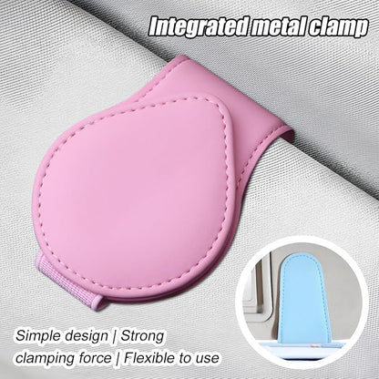 Sunglasses Holder for Car Visor, Magnetic Leather Sun Visor Eyeglasses Hanger & Ticket Card Clip, for Most Cars - Image 5