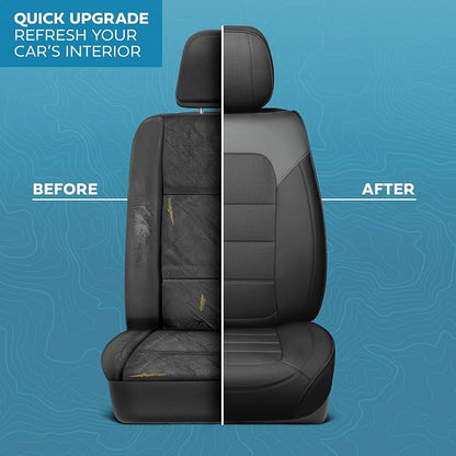 MotorBox Cabin King Slate Ridge Leather Seat Covers for Trucks & Cars | Charcoal and Black Car Seat Covers, Waterproof Leather Seat Covers, Car Accessories, Seat Protector, Universal Fit - Image 6