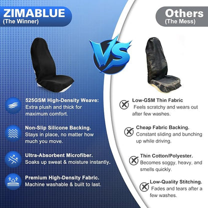 ZIMABLUE 2 Pack Waterproof Towel Car Seat Covers, 1kg Heavy Duty 3-Layer Microfiber Sweat Protector, Non-Slip Machine Washable Universal Bucket Seat Covers for Cars, SUVs, Gym, Beach, Pets, Black - Image 7