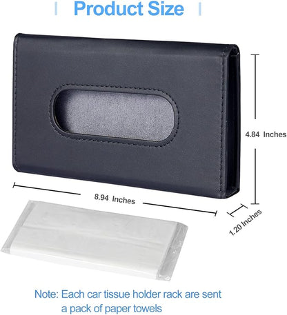 Car Tissue Holder, Upgraded Hanging Tissue Holder for Car (Black) | Premium PU Leather Car Napkin Holder, Car Tissue Box for Universal Auto, Easy to Use - Image 4
