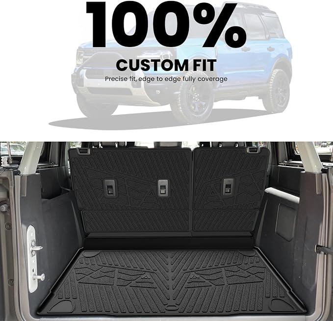 LASFIT Cargo Mats+Rear Back Seat Protector for Ford Bronco 4-Door 2021-2026 | All Weather TPE Trunk Liner+Underfloor Storage Mat+Backrest Cover Custom Fit Easy Clean, Not Fit Bronco Sport or 2 Door - Image 3