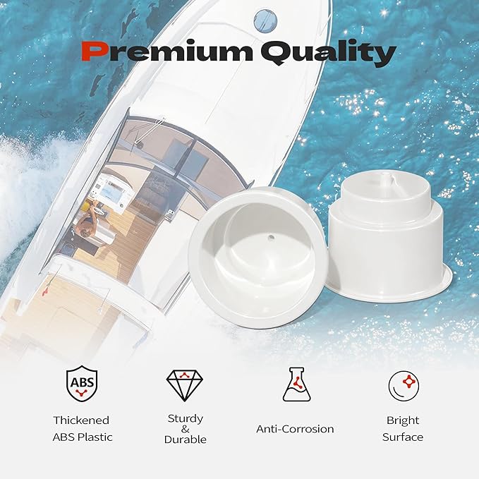 4 PCS Boat Cup Holder Insert, Plastic Cup Holder for Boat, Marine Drink Holder Replacement with Drain for Marine Boats, Deck, Car, RV, Camper (White) - Image 3