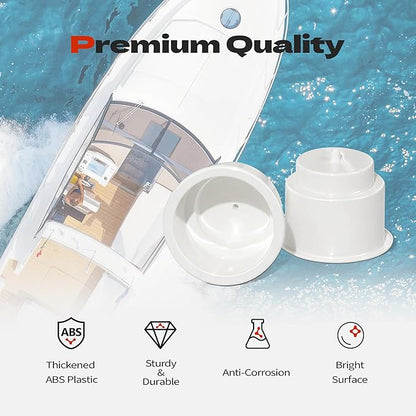 4 PCS Boat Cup Holder Insert, Plastic Cup Holder for Boat, Marine Drink Holder Replacement with Drain for Marine Boats, Deck, Car, RV, Camper (White) - Image 3