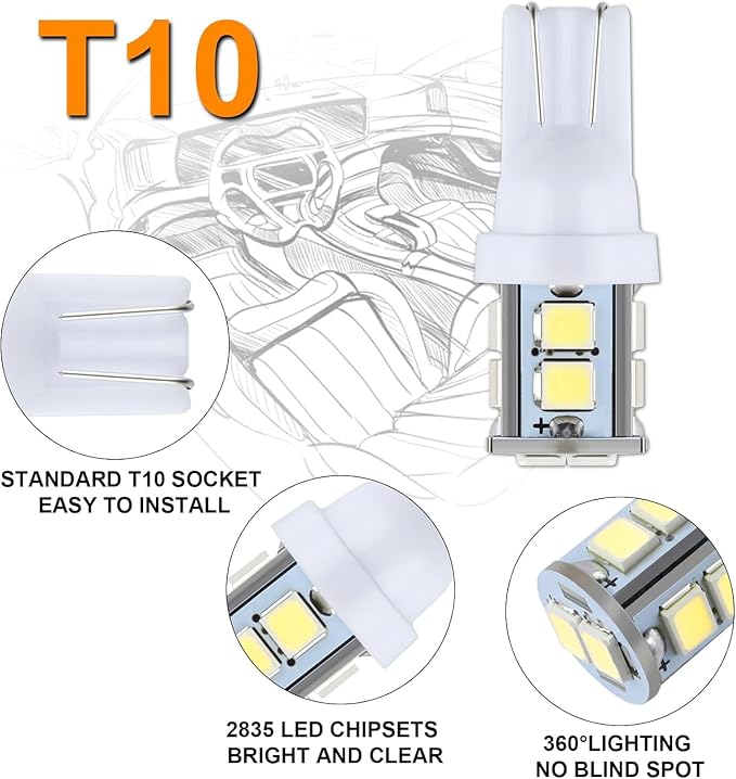iFunyLED 24 Pieces Dome Light LED Car Interior Bulb Kit Set 194 T10 DE3175 578 31mm 42mm Bulbs Interior Replacement Lights for Car Map License Plate Door Side Marker Cornering Trunk Light - Cool White - Image 6