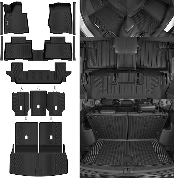 Floor Mats for 2020-2026 Lincoln Aviator 7 Seats/Bench Seats | Trunk Mat and 2nd/3rd Backrest Mat & Door Sill Guard All Weather TPE Protector Odorless Interior Accessories Floor Liners - Image 8