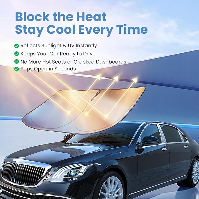 Windshield Sun Shade for Chevrolet Trax 2024 2025 2026 – Custom Fit Sun Shield with Mirror Cut‑Out, Blocks Heat & UV, Foldable with Storage Pouch - Chevrolet Trax Windshield Sunshade - Image 2