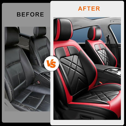 K5 Car Seat Covers Custom Fit for Kia K5 2021-2025 2026, Full Coverage Leather Waterproof Breathable Seat Covers, Automotive Seat Protectors, Airbag Compatible(2 Front Seats, Red & Black) - Image 6