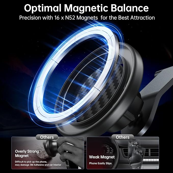 SYNCWIRE MagSafe Car Mount for Dashboard,Foldable Aluminum Arm,Black | Premium Magnetic Phone Holder for Tesla&Cars,Strong Magnet,Aluminum Alloy,Ultra Stable for iPhone 17 16 15-12 Pro Max&More - Image 9