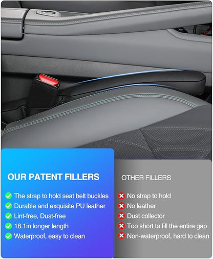 Leather Car Seat Gap Filler Universal for Car Truck SUV to Block The Gap Between Seat and Console Stop Things from Dropping 2 Sets Black - Image 4