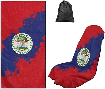 SEANATIVE Flag of Belize Seat Cover Universal Car Sport Towel Seat Cushion Sweat-Absorbent Towel Cloth Suitable for All Seasons Beach Seat Cover Washable - Image 5