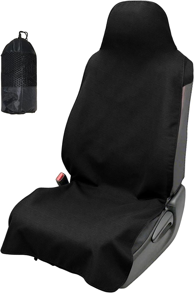 Front Car Seat Cover Bucket Towel Waterproof Protector Black | Universal Non-Slip Car Seat Cover for SUV Truck, Machine Washable Waterproof Towel for Gym Beach Dog Outdoor Sports by EDIETH-LoveYourCozyLife