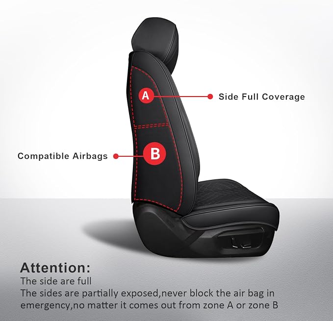 MIROZO 2PCS Front Seat Covers Full Coverage Universal for SUV Sedan Truck | Seat Covers Black,Leather Car Seat Covers,2PCS Front Car Seat Protector For SUV Sedan Truck For Families, Pets,Commuter - Image 2