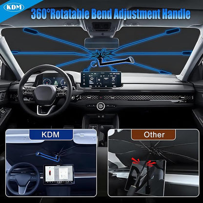 KDM Umbrella Style Windshield Sun Shade Fit for 2016-2025 to-yota Tacoma | Foldable Front Windows Sunshade Visor Protector Blocks UV Rays Heat,5 Layer - Image 4