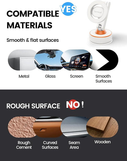 Lamicall Car Phone Holder Mount Ultra Nano Gel & 70+LBS Vacuum Suction Cup | 20X Strong Magnets 360° Phone Holders for Your Car Dashboard Windshield Car Mount for iPhone 17 16 15 Pro Max S26 S25 White - Image 8