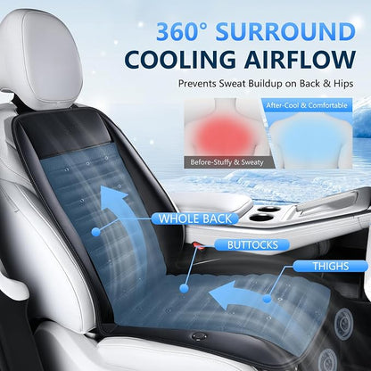 Cooling Car Seat Cover Ventilated Seat Cushion with 2 Powerful Turbo Fans 3-Speed Adjustable 12V-24V Cooling Car Seat Pad for Summer Driving Universal Fit for Car SUV Truck Van - Image 5