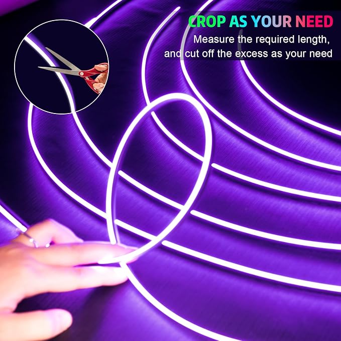 Acrylic Interior Car Lights, AMKI Car LED Strip Light with APP Control, Accessories Car Ambient Light Kit with RGB 14 in 1 and 175 inches 593 LEDs, 16 Million Colors Music Active Neon Lighting - Image 5