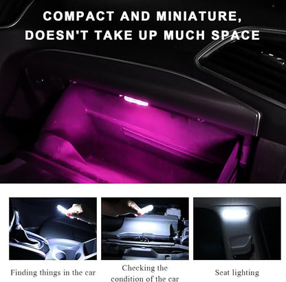 4 PCS Car Wireless LED Lights, Portable USB Rechargeable 7 Colors Car Ambient Lighting, Car Interior Reading Light Night Light with 6 LED Lamp Beads, Car Accessories (Sticky Fastener) - Image 4