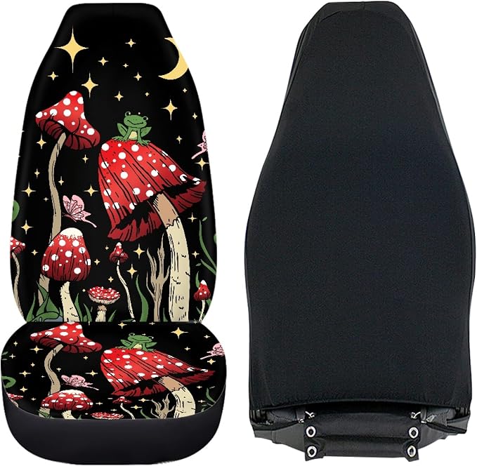 Car Seat Cover, Mushroom with Star Auto Seat Protector Front Seat Cover Set, SUV/Truck/Van/Car Universal Seat Covers, Set of 2 - Image 6