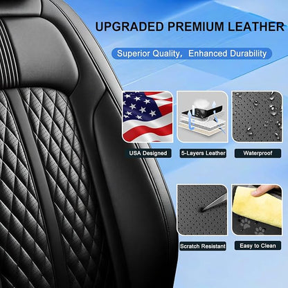 Fit Genesis Seat Covers Fit for Hyundai Genesis 2009-2016, 5 Seats | Premium Leather Full Coverage Protectors, Waterproof, Breathable, Scratch Resistant, Easy Wipe, Airbag Compatible, Black - Image 3