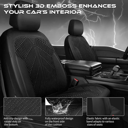 CAR PASS Waterproof Car Seat Covers Full Set,Neoprene Wetsuit, All-Weather Non-Slip Durable, Universal Fit for SUV, Sedans, Trucks, Vans, with Armrest & Airbag Compatibable, All Black - Image 4